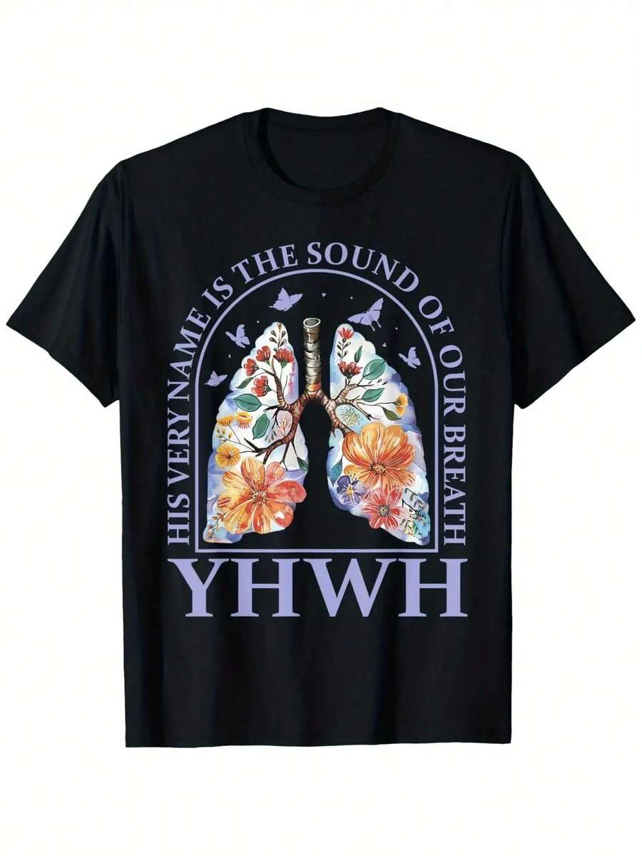 Camiseta de fe cristiana para hombre "Nuestro aliento habla de su nombre" con versículo bíblico - Diseño de pulmones y palomas con la escritura de Hebreos 4:12, corte holgado, cuello redondo, manga corta, gráfico "Respiración de Dios Yhwh", ropa religiosa casual para hombre, ideal para primavera, verano, otoño, uso en la iglesia, camiseta de punto, camiseta gráfica para hombre, camiseta con gráfico para hombre, camiseta con humor negro, camiseta para hombre, camiseta gráfica para hombre, ropa para hombre, camiseta de diseñador para hombre, camiseta divertida para hombre, camiseta gráfica para hombre, camiseta con frases divertidas, camiseta para hombre, camiseta de manga corta adecuada para el hogar, uso diario, fiestas y viajes-perfecta como regalo para amigos o familiares. - Negro - Ver 1