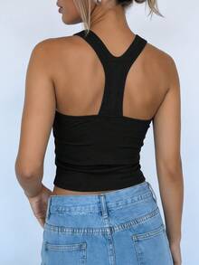 Áo tank top ôm sát dành cho nữ, có đệm ngực, chất liệu mềm mại và thoải mái, có thể giặt máy, áo lót mùa hè. - màu đen - Xem 4
