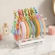 1pc 2-Tier Desktop Scrunchie Organizer, Space-Saving Hair Accessory Storage Box, Hair Hoop & Scrunchie Display Rack, Suitable For Baby Room Storage - Multicolor - View 6
