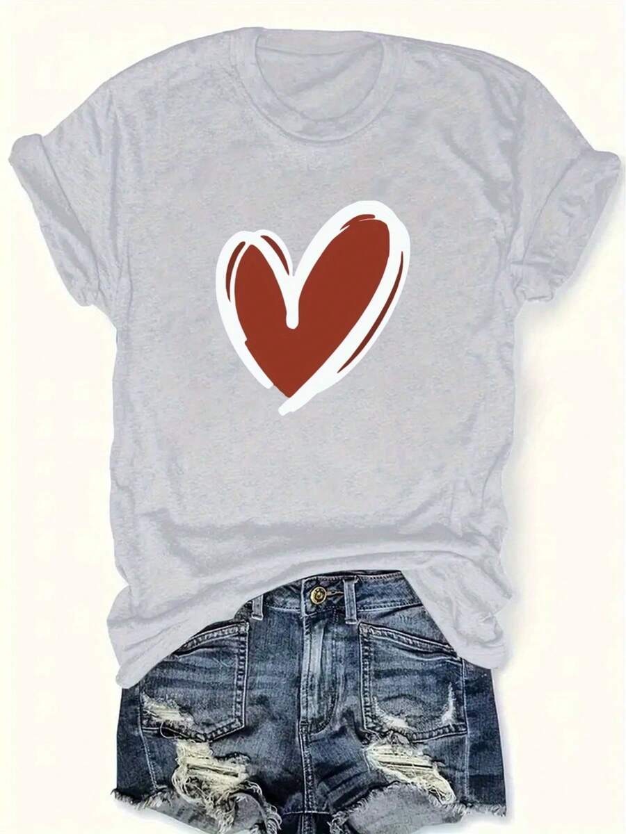 Tallas Grandes, Blusa de Manga Corta Oversize para Mujer - Top Casual de Cuello Redondo con Mangas Cortas, Corte Holgado, Ropa Casual de Primavera y Verano, Túnica Cómoda Lavable a Máquina para Usar en Capas Todo el Año (Mujeres con Curvas) - Gris Claro - Ver 1