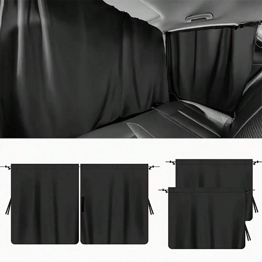 4pcs/Set Car Privacy Curtain Kit - Suitable For Sedans And SUVs, Includes Rear Seat And Side Window Shades, With Storage Bag, For Parking Use Only. - A - View 1