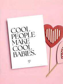 1pc "Cool People Make Cool" Funny Minimalist New Arrival Card With Envelope, Humorous Congratulation Greeting For Parents, Suitable For Birth & Baby Shower, Blank Inside - A - View 8