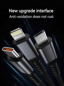 3合1 100W 快速充電線，具備智慧超快充功能，支援多介面充電。相容 USB Type-C、Micro USB 及 Type-C 充電線，以及 USB-C 數據線。相容 Apple 16/16 Pro/16 Pro Max/16 Plus/15/15 Pro/15 Plus/15 Pro Max，相容 ，聖誕禮物/送給家人的禮物 - 彩色 - 查看 9