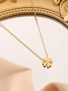 2026 New Arrival Four-Leaf Clover Necklace, Popular Women's 18K Gold Titanium Steel Clavicle Chain, Elegant Accessory - Four-leaf Clover Necklace - View 4