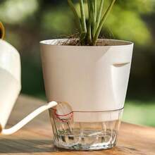 2pcs 2-Layer Soil-Free Self-Watering Planter Pots With Cotton Rope, Hydroponic Plant Pots With Auto Watering For Slouchy People - A - View 2
