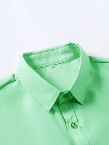 Men's Solid Color Business Casual Short Sleeve Shirt - Mint Green - View 4