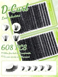 Bộ 608 cụm mi giả riêng lẻ, bộ dụng cụ nối mi, độ dày 80D, 100D tự làm mi giả với keo dán và chất bịt kín, dụng cụ gỡ mi, nhíp, tạo hiệu ứng trang điểm mắt 3D nổi bật, bộ dụng cụ nối mi tự làm tại nhà. - màu đen - Xem 5