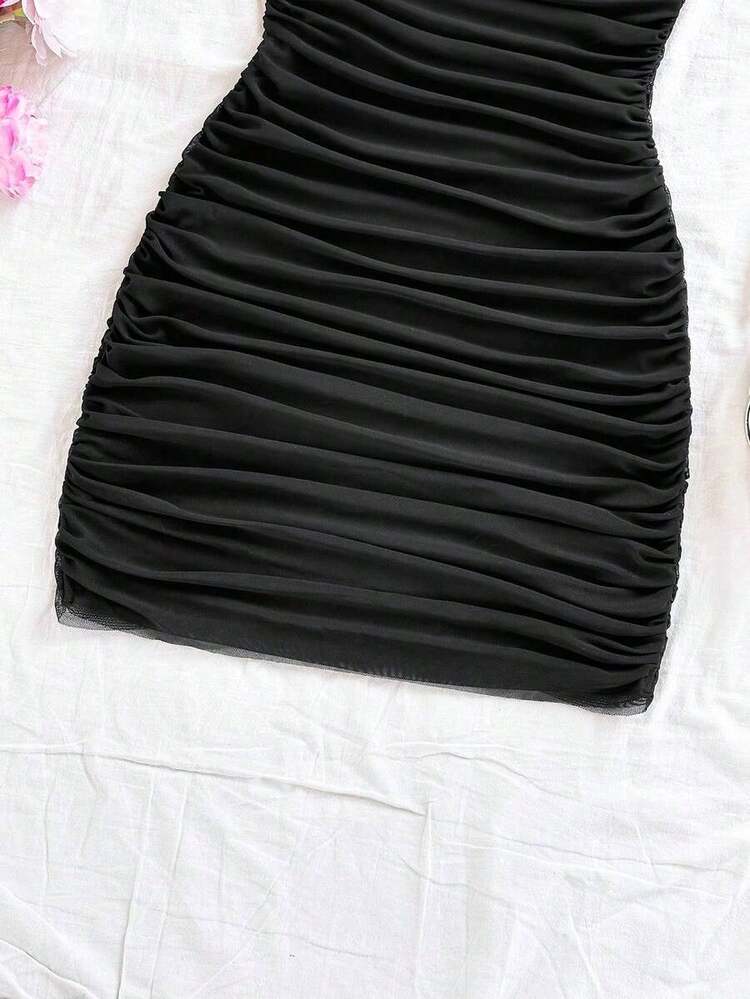WYWH Off-Shoulder Knit Mesh Bodycon Holiday Dress - 棕色 - 查看 10