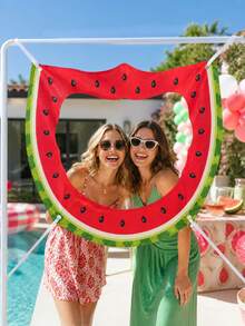 1 pieza Marco de fotos con forma de rebanada de sandía - Marco de selfie tropical de verano, soporte fotográfico plegable de poliéster para fiesta de piscina, barbacoa, fiesta de playa y luau - Accesorios para fotos de extraterrestres - Ver 12
