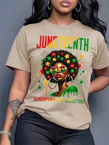 NewSummerCasualJuneteenth 1865 Suitable For All Seasons, Suitable For Any Occasion. Women's 100% Cotton T-Shirts, Cute And Fun. And Versatile. An Essential Spring And Summer Garment With A Round Neck, Ideal For Gifting. Summer Holiday Wear - Urban Vintage Style. Unisex Loose-Fitting Short-Sleeved Cotton T-Shirt With A Round Neck. - 杏色 - 查看 6
