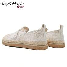 joy&mario 1 đôi giày bệt nữ kiểu espadrille, màu be, chất liệu ren đính sequin, thoáng khí, đế bằng sợi đay dệt, chống trơn trượt, nhẹ, thích hợp đi bộ, mang hàng ngày và mọi mùa - J&M - Màu be - Xem 7
