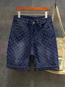 Men's Fashionable Crochet Denim Shorts - Dark Wash - View 2