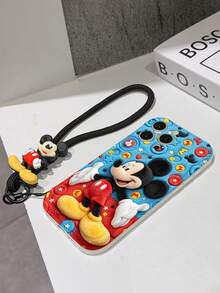Disney Has Authorized, Phone Case - Chain Set, This Set Features A Mickey Mouse Phone Case Paired With A Detachable Silicone 3D Stitch Wrist Strap, Complete With A Metal Ring Attachment. Crafted Using A Unique 2D Wave-Texture Technique, The Case Is Made From Eye-Catching And Adorable TPU Material, Showcasing Classic Mickey And Minnie Mouse Designs. It Is Compatible With The Entire IPhoneseries, Including Models 17, 16, 15, 14, 13, 12, 11, XS, XR, X, Plus, Pro, And Max. This Stylish, Cartoon-Themed Protective Case Not Only Provides Robust, All-Around Protection For Your Device But Also Makes For The Perfect Gift For Friends And Family. IPhone17 Pro Max Case. Disney Phone Case. - White - View 5