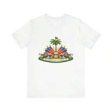 1 Piece Short Sleeve T-Shirt With Haiti Coat Of Arms Print, Made Of Cotton, Breathable, Lightweight, Loose Fit, Casual Style, 180g, 100% Cotton. - 白色 - 查看 6