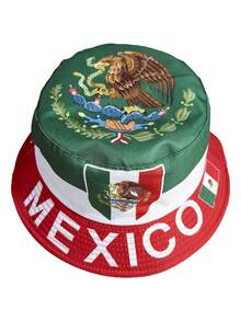 1pc Fisherman Bucket Hat Mexico 2026 Football World Cup Cap For Men Women Fan Support Flag Print Reversible Two Sided Wearing - Multicolor - View 4