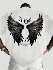 Camiseta casual de cuello redondo para hombre, la más vendida, con estampado de alas oscuras/brillantes, estilo urbano casual y moderno, disponible en múltiples colores (S - XXL), de corte holgado, manga corta, adecuada para primavera y verano, estilo popular en , ropa para aficionados al fútbol, nueva moda 2026, camisetas para mujer, camisetas infantiles con dibujos animados, camisas para hombre. - Blanco - Ver 7