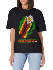 Camiseta Básica de Cuello Redondo para Mujer con Estampado de Rosas y Flores - Algodón Suave, Corte Ajustado, Versátil para Uso Diario - Estilo Urbano Vintage, Unisex, Camiseta de Manga Corta de Algodón Holgada con Cuello Redondo, blusas para mujer, playeras de mujer, blusas casuales para dama. - Negro - Ver 1