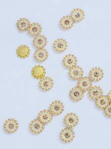 50/80/120/500pcs Rhinestone Beads, Fashion Champagne Gold Rhinestone Decor Jewelry Making Beads, Suitable For Craft Making - 14mm Champagne Gold Diamond - View 11