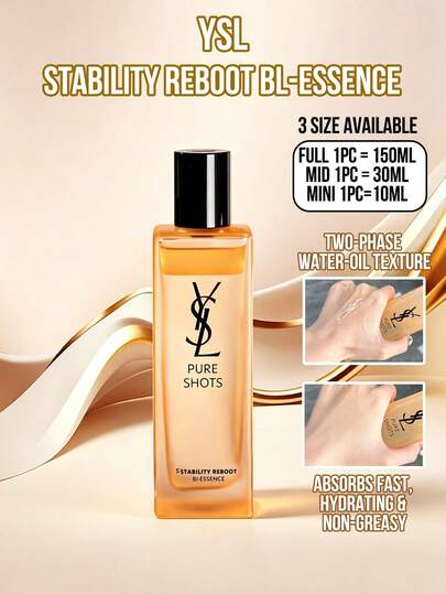  YSL 圣罗兰纯净水油双效精华，150毫升正装/30毫升旅行装/10毫升小样，水油双相质地，快速吸收补水，轻盈不油腻，深层滋润，修护肌肤屏障，重塑肌肤稳定性，焕发光彩，适合所有肤质，尤其适合暗沉、敏感、混合性肌肤，每日夜间必备护理，圣诞节和情人节礼物