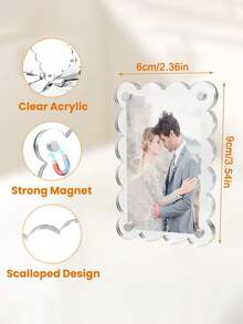 2/5/10Pcs 2.36 X 3.54 Inch Acrylic Fridge Magnetic Frame Scalloped, Double Sided Frame, Refrigerator Magnet Picture Frame - Multicolor - View 2