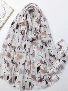 1 pieza Pañuelo ligero con estampado geométrico de perro, primavera/verano - Multicolor - Ver 2
