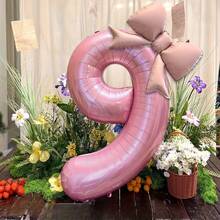2个/套 粉色铝箔气球 儿童生日派对装饰 大号粉色数字造型铝箔气球 | 哑光蝴蝶结装饰 适用于生日派对、户外活动、周年纪念、节日、宴会庆典氛围营造和背景墙装饰球 - 彩色 - 查看 21