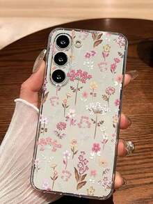 1 Piece Fashionable Blue Flower Design Soft Phone Case, Compatible With IPhone, Honor, , Galaxy A04e/12/A13/A14/A34/A50/A52/A53/A54/S21/S22/S23/S24/S25/S25Ultra, 6A/7A/8A, 12T/13T, Waterproof, Shockproof, Dropproof, Scratch-Resistant, International Version, Not The Domestic Version - 透明 3 - 查看 6