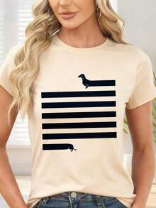 GiftCamiseta de  con Estampado Minimalista para Uso Diario y Ocasiones CasualesSoft - Albaricoque - Ver 1
