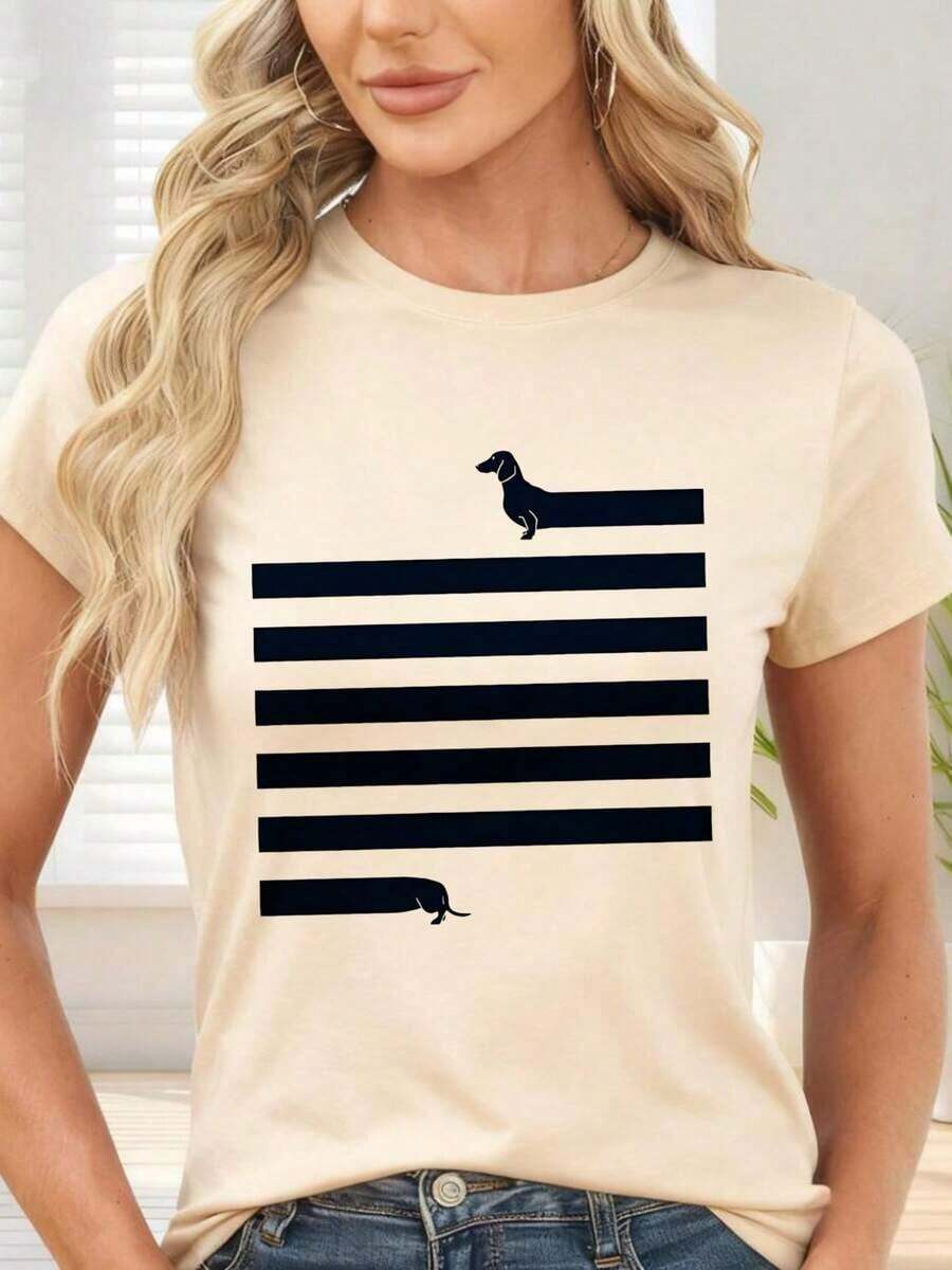 GiftCamiseta de  con Estampado Minimalista para Uso Diario y Ocasiones CasualesSoft - Albaricoque - Ver 1