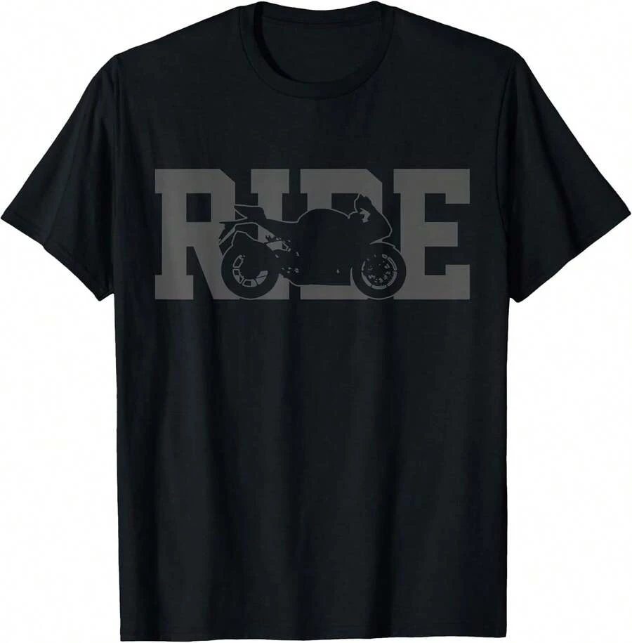 Unisex Adult T-Shirt Motorcycle Racing Biker Racer Gift T-Shirt, Men's T-Shirt, , Men's Clothing, Y2k, Women's Tops, Vintage Style, Streetwear Fashion, Cool Design, Great For Playtime, Festival Style, Soft & Lightweight, Soft Cotton, Casual Daily Wear, , Festival Style, Soft & Lightweight, Summer Vacation, Casual Wear, , Two-Piece Set, Father's Day, . - Black - View 1
