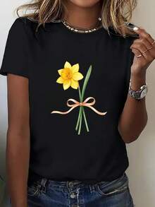 Ropa de mujer de talla grande, camisetas holgadas para mujer - tops casuales ligeros para uso diario, con diseños minimalistas, adecuados para diversas ocasiones - camisetas de cuello redondo holgadas - prendas esenciales transpirables para el día a día, fáciles de usar, estética sencilla, textura suave. O0ZC - Negro - Ver 4