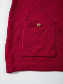 ANDREILEE Men's Cardigan, Fashion Solid Color Minimalist Button-Up Round Neck Long Sleeve Loose Ribbed Knit Sweater Jacket, Casual Commute Home Wear, Autumn/Winter - Red - View 10