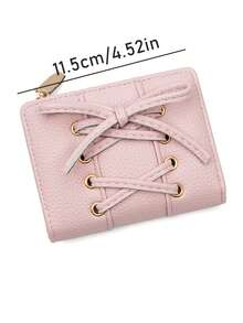 Korean Style Bow Tie Strap Coin Purse, Cute Short Large Capacity Wallet, Women's Small Handheld Fashion Wallet - Multicolor - View 5