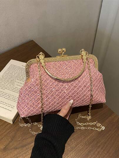 Nueva bolsa de hombro minimalista y de moda, bolso cruzado casual con cadena para mujer, adecuado para compras, reuniones y viajes