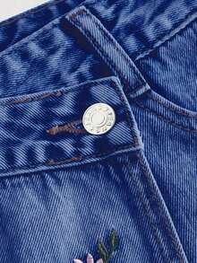 Minifalda vaquera casual y versátil para uso diario con bolsillos y decoración de botones para mujer - Azul 3 - Ver 3