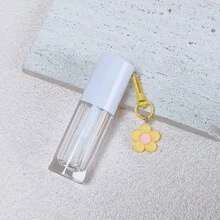 1 cái hộp đựng son bóng rỗng 6ml màu hồng, trắng, tím, xanh lá cây, xanh dương, có cọ lớn, kèm ống đựng son bóng và dầu dưỡng môi, có móc khóa hình hoa. - Nhiều màu - Xem 10
