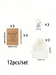 4/12/20pcs Set, Team Gift, Employee Appreciation Gift, Bamboo Ballpoint Pen And Small Inspirational Notebook, With Inspirational Keychain And Bag, Suitable For Office Employees, Volunteers, Nurses, Teachers, Colleagues, Team Building, Retirement Gift (4pcs Set = 1 Bamboo Ballpoint Pen + 1 Small Inspirational Notebook + 1 Inspirational Keychain + 1 Bag) - Multicolor - View 13