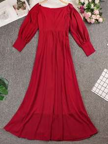 Fashionable Maxi Dress With Style, Sexy, Off-The-Shoulder And Casual - 酒紅色 - 查看 2
