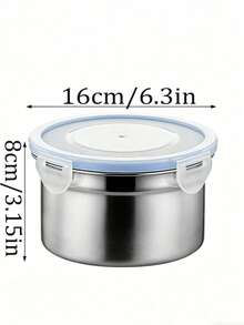 1/3pcs 304 Thick Stainless Steel Storage Container With Lid, Airtight Refrigerator Storage Box, Round Lunch Box - Multicolor - View 14