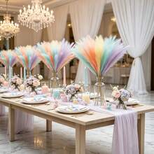 55cm/21.65in Artificial Rainbow Pampas Grass, Wedding Decor, Easter Decor, Vase Filler, Tabletop Centerpiece, Valentine's Day, Wedding Party, Home Decoration - Multicolor - View 12