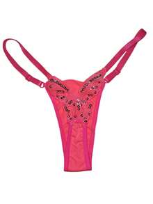 Butterfly Panties Kit 2 Microfiber Thong Lingerie Sexy Sensual Adjustable G-String - Neon Pink and Bubblegum Pink - View 2