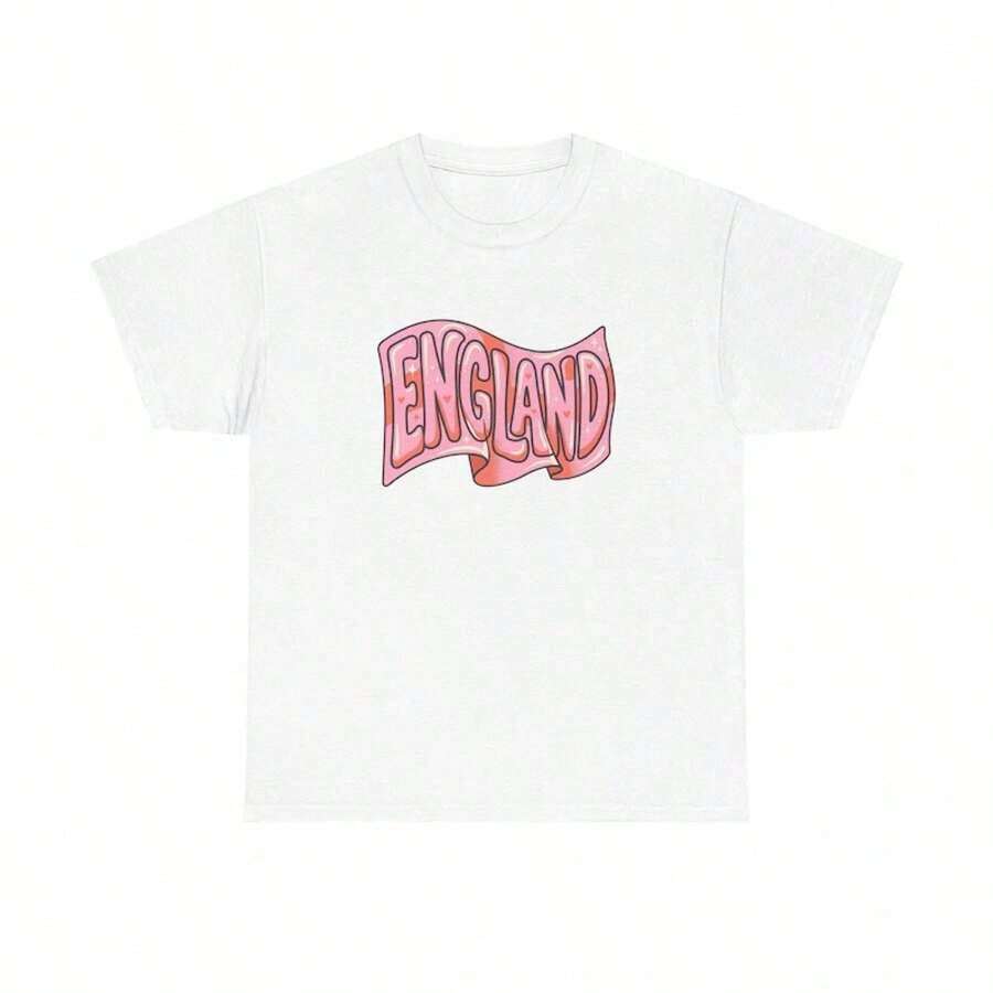 Pink Wavy England Logo T-Shirt |     Retro Script England Tee - Black - View 1