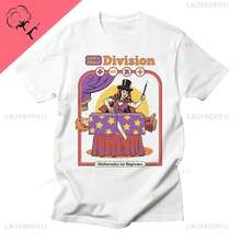 Camiseta informal de manga corta de punto para mujer, de largo regular, con estampado matemático único. - Blanco - Ver 1