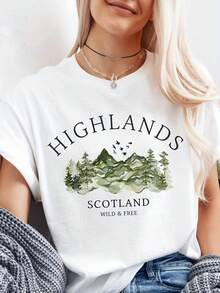 Hermosas señoras moda de verano impresa camiseta cuello redondo casual camiseta señoras top verano vacaciones ropa vacaciones de manga corta camiseta regalos tiendas de la comunidad local en stock rápido pelo suave aodón comodidad disfrutar de descuentos especiales adecuados parascua, Halloween, Acción de Gracias, etc. - Blanco - Ver 2