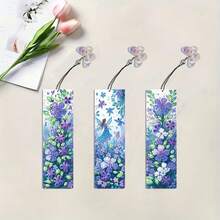 3pcs/Set DIY Diamond Painting Bookmarks - Floral Design, Multicolor Mosaic Decor - View 4
