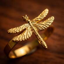 6pcs Elegant Table Decor, Gold Dragonfly Napkin Rings - Gold - View 4