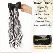 Moño de cabello sintético resistente al calor con lazo, pinza para el cabello con lazo esponjoso, herramienta de peinado de peluca - Multicolor - Ver 11