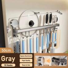 Wall Mounted Kitchen Racks - 50cm 10 Hooks - View 11