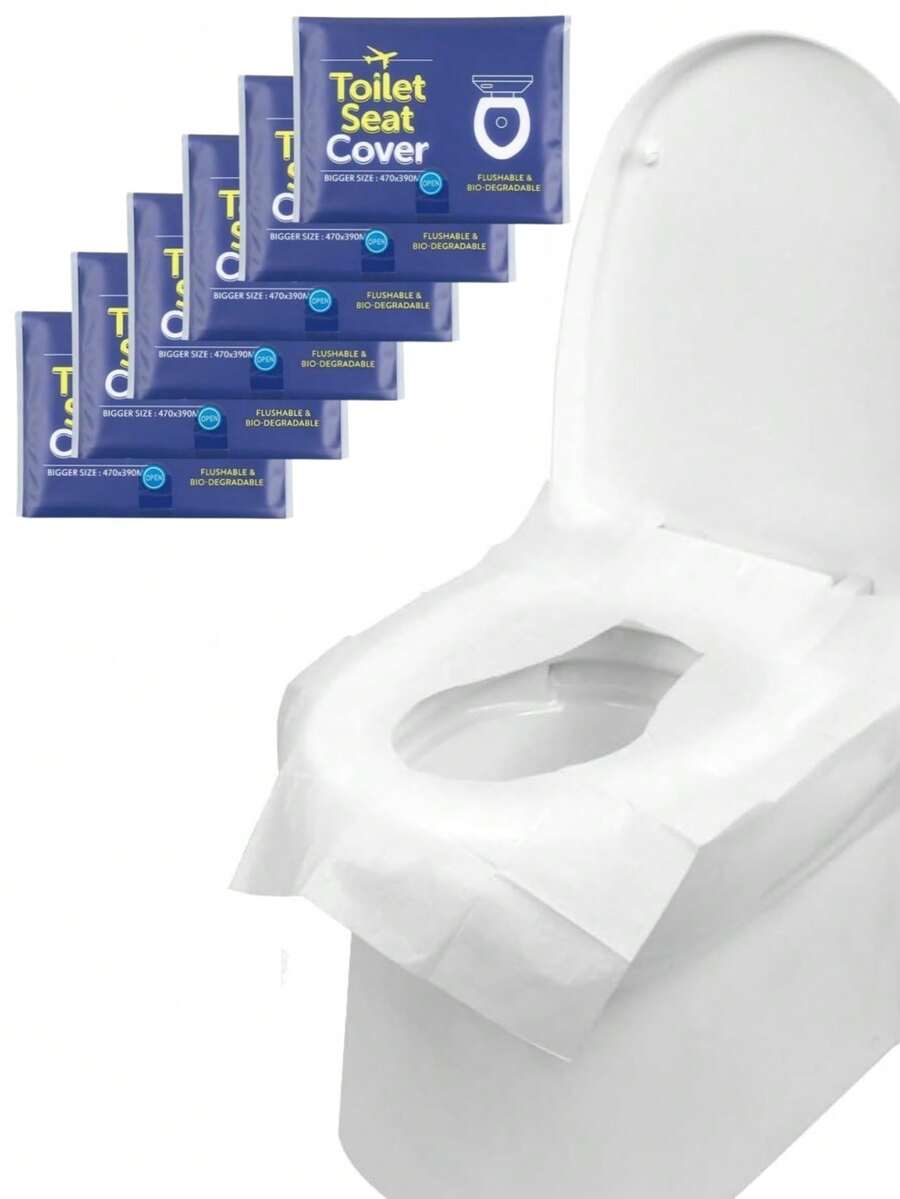 40pcs (8pcs/Pack) Disposable Toilet Seat Covers, Water-Soluble, Waterproof, For Travel, Camping, Hotel, Bathroom Accessories - Multicolor - View 1