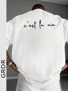 Fashionable Minimalist Slogan Print Short-Sleeved T-Shirt, Comfortable And Breathable, Suitable For Summer, Leading Style. - 白色 - 查看 1